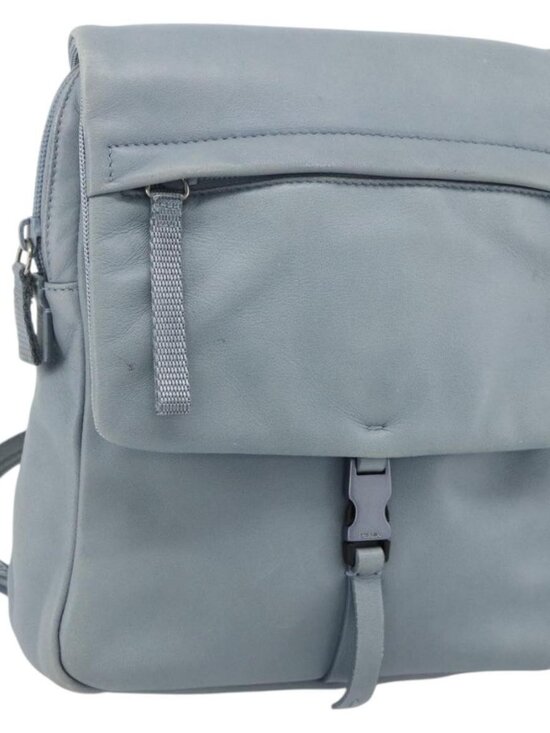 PRADA Backpack Leather Light Blue Silver Auth BA12406A